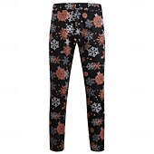 baratos Ternos Estampados-ternos de natal masculinos pretos com estampa de floco de neve, 3 peças, ajuste sob medida, abotoamento simples, um botão, 2024