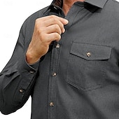 preiswerte Herren-Oberhemden-Herren Hemd Flanelljacke Flanell Hemden Knopfhemd Cargo-Shirt Feste Farbe Outdoor Arbeit Schwarz Weiß Hellgrün Wein Langarm Umlegekragen Frühling &amp; Herbst Bekleidung Farbblock