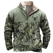 baratos Moletons de Caça-Homens selva Moletom Moletom com zíper Manga Longa Moletom Colarinho Chinês Quarter Zip Casual Vintage retrô Impressão 3D Férias Para Noite Streetwear Half Zip Outono Inverno