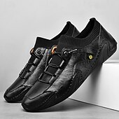 economico Sneakers da uomo-sneakers casual slip-on da uomo in pelle con caviglia in maglia a rete e suola flessibile - ideali per l&#039;uso quotidiano e le attività all&#039;aperto