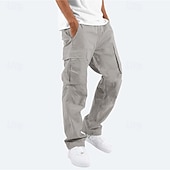 cheap Cargo Pants-Men&#039;s Cargo Pants Cargo Trousers Trousers Drawstring Elastic Waist Multi Pocket Plain Comfort Breathable Casual Daily Fashion Streetwear Black Light Green