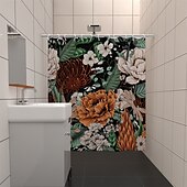 baratos Cortinas de Banho-Cortina de Chuveiro com 12 Ganchos 180cm*180cm(70&quot;*70&quot;) Poliéster Lavável Impermeável Padrão de Decoração de Banheiro para Banheira com Flores Peônia Vintage