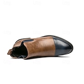 levne Boty Chelsea-pánské dvoubarevné chelsea boots z umělé kůže – stylové nazouvací kotníkové boty s čepicí a elastickými panely pro běžné i formální příležitosti