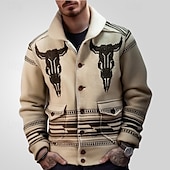 abordables suéter de la rebeca de los hombres-Hombre Jersey Jacquard Chaqueta de Punto Suéter recortado Estriado Tejer Regular Abotonar De Punto Antílope Diseño Moda Clásico Ropa Cotidiana Cita Ropa Otoño invierno Color Caquí M L XL