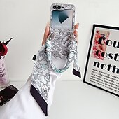 Недорогие Чехлы для Samsung-телефон Кейс для Назначение Z-флип 6 Z Flip 5 Z Flip 4 Кейс на заднюю панель со стендом с ремешком на запястье Защита от удара Ретро текстильный ТПУ