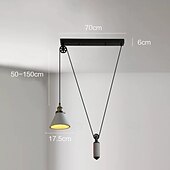 abordables Conception de Tambour et de Cône-plafonnier vintage edison à hauteur réglable avec câble e27, éclairage industriel à poulie, lampe pour îlot