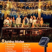 זול מופעל באמצעות אנרגיה סולארית-4m 96leds חיצוני סולארי קרח בר מחרוזת אור חצר מרזבים מרפסת גדר מדרגות חג המולד חתונה אווירה חגיגית מחרוזת אור דקורטיבית