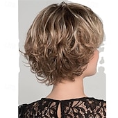 preiswerte ältere Perücke-Synthetische Perücken Locken Mit Pony Perücke Kurz Ombre Blond Synthetische Haare Damen Blond