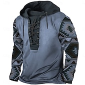 baratos moletons 3d masculinos-Homens Cowboy Moletom Moletons Moletom Manga Longa Moletom com capuz Com Capuz Moda Impressão 3D Férias Para Noite Streetwear Azul Marron Com Cordão Outono Inverno Designer