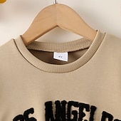 voordelige Sets-2-delig Peuter Jongens Set met capuchon en joggingbroek Kleding Brief Lange mouw Geborduurd Set School Stoer Dagelijks Herfst Winter 4-7 jaar Khaki