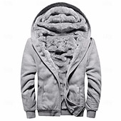 cheap Fleece Sweatshirts-Men&#039;s Zip Hoodie Sweatshirt Fleece Hoodie Thick Hoodies Navy Blue+Light Gray Dark Gray+Black Black Red Navy Blue Hooded Plain Work Sports &amp; Outdoor Casual Streetwear Basic Casual Spring &amp; Fall