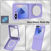 cheap Samsung Cases-Phone Case For Z Flip 6 Z Flip 5 Z Flip 4 Z Flip 3 Back Cover Magnetic Support Wireless Charging Shockproof Retro TPU Silicone