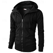 voordelige basic hoodies voor heren-Voor heren Hoodie met rits Hoodie met volledige rits Fleece hoodie Zwart Wijn Leger Groen Marineblauw Khaki Capuchon Effen Rits omhoog Zak Sport &amp; Outdoor Dagelijks Feestdagen Polyester Streetwear