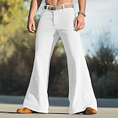 baratos Chinos-Homens Calça larga Parte inferior do sino Calças chinês Calça casual Bolsos Perna reta Tecido Conforto Macio Comprimento total Ao ar livre Diário Para Noite Moda Roupa de rua Preto Branco