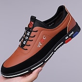 abordables Baskets-chaussures de sport décontractées à la mode pour hommes – baskets légères marron et noires avec motif brodé et fermeture à lacets élastique