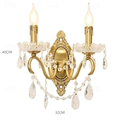 baratos Candeeiros de Parede de interior-arandelas de parede de prisma de cristal vintage latão dupla luminária de parede luminárias iluminação decoração de parede arandelas de cobre 110-240v 5w
