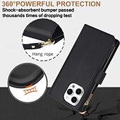 levne Pouzdra pro iPhone-telefon Carcasă Pro iPhone 16 Pro Max Plus iPhone 15 Pro Max Plus iPhone 14 13 12 11 Pro Max Plus Mini iPhone 14 Pro Max iPhone 13 12 11 Pro Max Zadní kryt se stojánkem Zip s Lanyardem Retro TPU PU