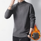 cheap Men&#039;s Pullover Sweater-Men&#039;s Pullover Sweater Jumper Knit Sweater Ribbed Knit Regular Knitted Plain High Neck Fashion Casual Daily Wear Date Clothing Apparel Fall &amp; Winter Camel Black M L XL