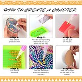 cheap Stress Relievers-6Pcs Diamond Art Painting Coaster Kit DIY Crafts Kit with Holder Non Slip Coaster Art Supplies for Adults Women Ideal Christmas Gift