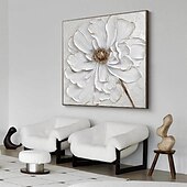 abordables Peintures fleurs/botaniques-peinture à l&#039;huile peinte à la main peinture florale 3D couteau à palette fait à la main fleurs peinture à l&#039;huile art mural grande peinture texturée blanche 3D peintures décoratives modernes