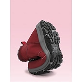 tanie Buty śniegu i zimowe-damskie wodoodporne zimowe buty śniegowe - czerwone sznurowane botki z podszewką ze sztucznego futerka, antypoślizgowa podeszwa, idealne na zajęcia na świeżym powietrzu i w chłodne dni