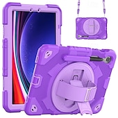 Χαμηλού Κόστους Samsung Tablets Θήκη-Δισκίο Θήκες Καλύμματα Για Samsung Galaxy Tab S9 Plus 12.4&quot; Φορητά Χερούλι Μολυβοθήκη Γεωμετρικά σχήματα PC Σιλικόνη