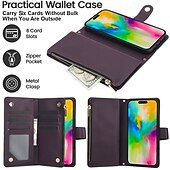 levne Pouzdra pro iPhone-telefon Carcasă Pro iPhone 16 Pro Max Plus iPhone 15 Pro Max Plus iPhone 14 13 12 11 Pro Max Plus Mini iPhone 14 Pro Max iPhone 13 12 11 Pro Max Zadní kryt se stojánkem Zip s Lanyardem Retro TPU PU