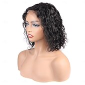 economico Parrucche lace front capelli veri-parrucca corta bob 13x4 con onda d&#039;acqua parrucca frontale in pizzo trasparente parrucca di capelli umani densità 150% con capelli per bambini