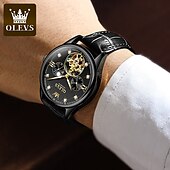 tanie Zegarki mechaniczne-OLEVS Męskie zegarek mechaniczny Moda Na codzień Zegarek na rękę Nakręcanie automatyczne Wyświetlanie faz księżyca Świecący WODOSZCZELNOŚĆ Skóra Zobacz