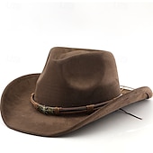 billige Hatter til herrer-Herre Solhatt Cowboyhatt Fedora Trilby-hatt Svart Kamel Ull Gammeldags stil Mote 18. århundre delstaten Texas Daglig Temafest Ensfarget / vanlig farge Solkrem Cosplay