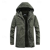 abordables Softshell, polares y chaquetas de montaña-Hombre Chaqueta de lana Al aire libre Forro Polar Resistente al Viento Trajes de senderismo Ropa de senderismo Invierno Otoño Paravientos Color sólido Negro Verde Ejército Caqui