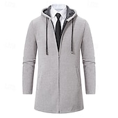 preiswerte Herren Strickjacke-Herren Weihnachtspullover Strickjacke Grobstricken Stricken Standard Zip Tasche Feste Farbe Kapuzenpullover Strickware Elegant Heim Arbeit Bekleidung Bischof Frühling Herbst Schwarz Rote M L XL