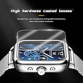 abordables Montres à quartz-nouvelle marque olevs olevs tendance montres pour hommes cadran carré calendrier lumineux des phases de lune multifonction ceinture en maille à trois yeux montre à quartz à phases de lune