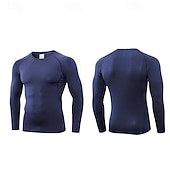 cheap Running Tee &amp; Tank Tops-Men&#039;s Running T-Shirt Compression Shirt Long Sleeve Tee Tshirt Casual Athleisure Fall Breathable Quick Dry Gym Workout Running Walking Sportswear Activewear Solid Colored Black White Blue