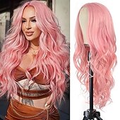 abordables Perruques Synthétiques Sans Bonnet-perruque longue ondulée pour femmes perruque ondulée perruques synthétiques bouclées naturelles résistantes à la chaleur pour filles cosplay utilisation quotidienne de fête