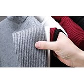 cheap Men&#039;s Pullover Sweater-Men&#039;s Pullover Sweater Jumper Knit Sweater Ribbed Knit Regular Knitted Plain Turtleneck Fashion Casual Daily Wear Date Clothing Apparel Fall &amp; Winter Wine Black S M L