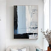 preiswerte Stillleben-Gemälde-handgemachtes blaues abstraktes blau-goldenes Ölgemälde auf Leinwand, groß, handgemalt, abstrakt, strukturiert, boho, modernes Ölgemälde, Wandkunst, zeitgenössisches minimalistisches Kunstwerk für