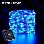 abordables Funciona con energía solar-Elegante cadena de luces de alambre de cobre alimentada por energía solar para fiestas de recepción de bodas, 100/200/300 LED con 8 modos para jardín, Navidad, bodas, fiestas&amp;amp;Decoración exterior