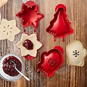 voordelige Keuken-kerst one-press hand taartvormer, kerstkoekjesvormen voor appeltaart en gebak, kerstkoekjesvorm en taartkorstpersgereedschap