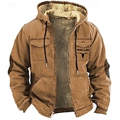 baratos camisolas de lã-Homens Moletom com zíper Full Zip Hoodie Fuzzy Sherpa Casaco de lã Moletom de lã Azul Roxo Marron Cáqui Com Capuz Gráfico Zip Up Zíper Bolsos Desportos e Ar livre Diário Final de semana Poliéster