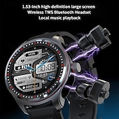 abordables Montres connectées-imosi 1,53 pouces montre intelligente bluetooth appel podomètre écouteurs 2 en 1 écouteurs lecture de musique locale tws bluetooth casque de sport sans fil smartwatch