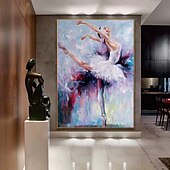 billiga Människomålningar-handgjord dansare oljemålning handmålad ballert flicka oljemålning vägg modern abstrakt ballerina abstrakt canvas målning färgglad väggkonst balettmålningar heminredning