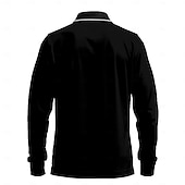 baratos Polo de rúgbi masculino-Homens Listra Pólo Rúgbi Camisas Polo de Rugby Manga Longa Camisas polo Colarinho Business casual Formal Férias Dia a Dia Impressão 3D Botões Primavera Outono &amp; inverno Preto