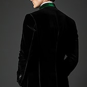 economico Blazer e Giacca-Giacca blazer in velluto per uomo smoking natalizio vintage giacca patchwork nera e verde taglia standard