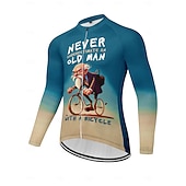 voordelige Heren shirts-heren fietsshirt lange mouw fietsshirt met 3 achterzakken antislipband snel drogende reflecterende strepen achterzak blauwe sportkleding