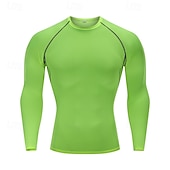 voordelige Hardloop T-shirts en Tanktops-Voor heren Hardloopshirt Compressieshirt Lange mouw T-shirt Casual Sportkleding Herfst Ademend Sneldrogend Sportschooltraining Hardlopen Wandelen Sportkleding Sportkleding Effen fluorescerend groen
