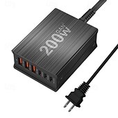 ieftine Periferice de Calculator-200w stație de încărcare gan 6 porturi încărcător usb c încărcare rapidă qc pd 3.0 tip c încărcător rapid usb pentru iphone 15 14 13 12 pro macbook