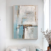 お買い得  抽象画-手描きの緑のミニマリズム絵画 ベージュの壁アート キャンバスに描かれた大きな白い抽象的な金箔の油絵 リビングルームのホームデコレーション フレームなし