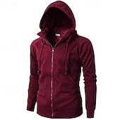 voordelige basic hoodies voor heren-Voor heren Hoodie met rits Hoodie met volledige rits Fleece hoodie Zwart Wijn Leger Groen Marineblauw Khaki Capuchon Effen Rits omhoog Zak Sport &amp; Outdoor Dagelijks Feestdagen Polyester Streetwear
