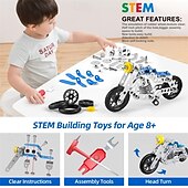 baratos Brinquedos de Montar-Motocicleta haste construção brinquedos para crianças metal construção construção modelo kit 5 variável multi forma motocicleta vapor brinquedos educativos (139 peças) dia das bruxas/dia de ação de graças/presente de natal